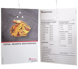Total Ölzettel / Ölwechselanhänger